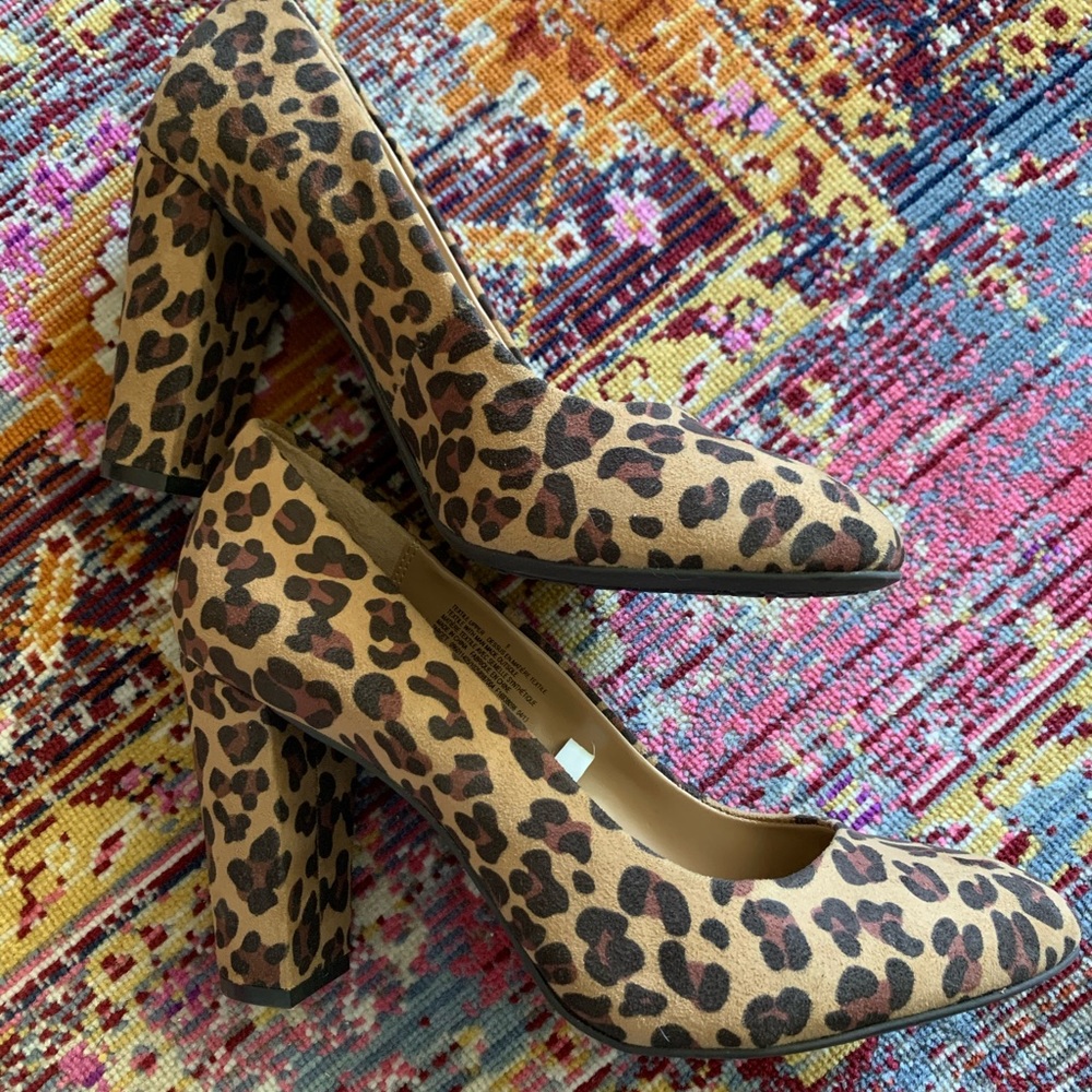 Merona leopard print block heels